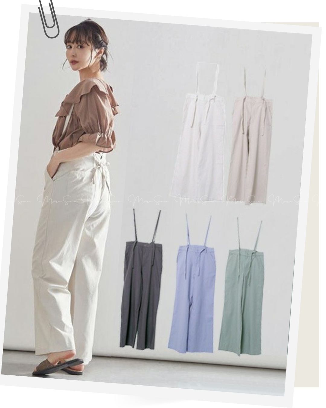 (現貨)🇯🇵日本 棉麻吊帶後綁帶闊腿褲 ◇ Japan Cotton and linen suspenders with back ties and wide-leg pants 🔎 ɪᴛᴇᴍ ɴᴏ：SS-jsr2175557