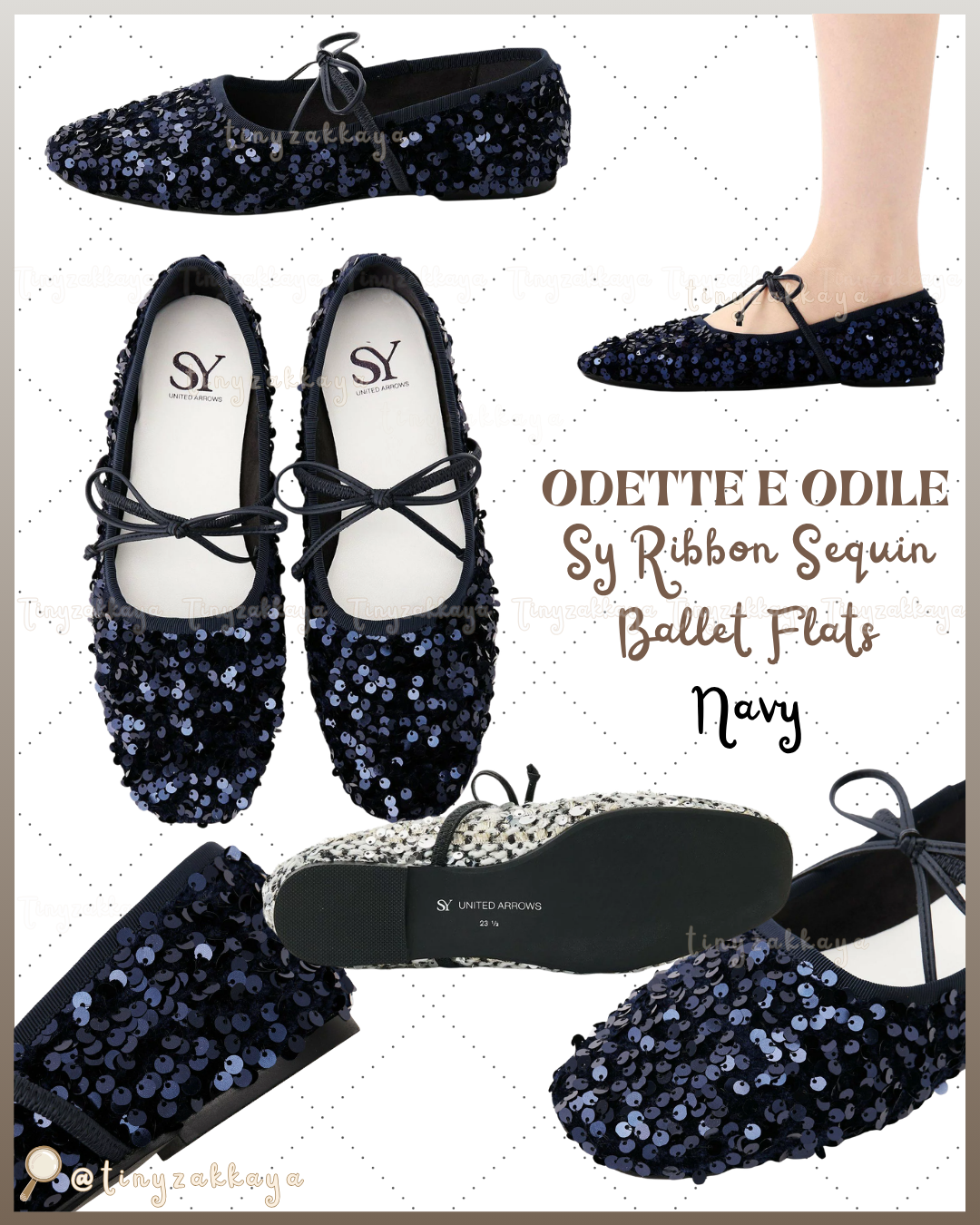 🇯🇵JAPAN ♥ UNITED ARROWS ODETTE E ODILE Sy Ribbon Sequin Ballet Flats 亮片芭蕾舞鞋 jrmd5308