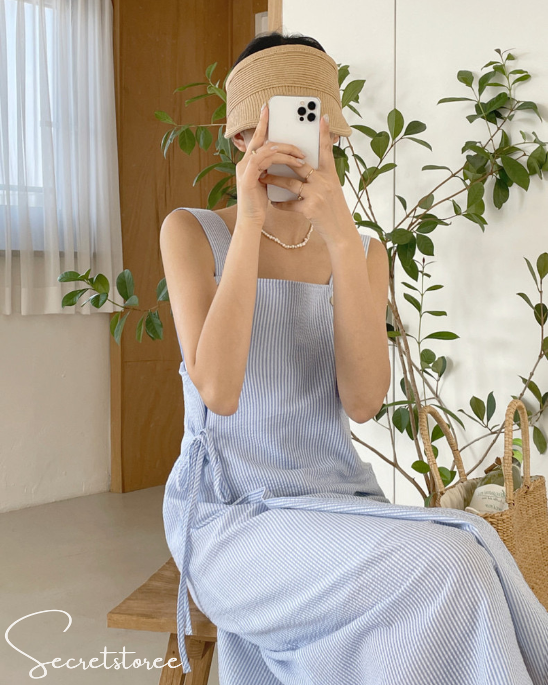 🇰🇷韓國｜豎紋圍裙風特色連身裙（2色入）
★ 產品編號🔎 SS-kb1b041901