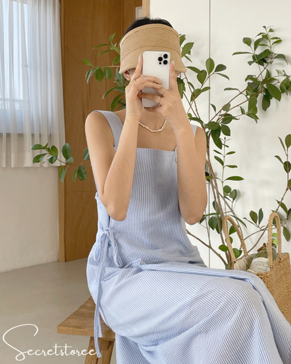 🇰🇷韓國｜豎紋圍裙風特色連身裙（2色入）
★ 產品編號🔎 SS-kb1b041901