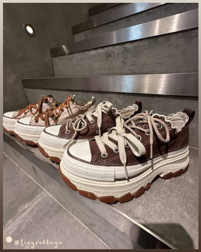 🇯🇵日本限定 ♥ CONVERSE ALL STAR TREKWAVE LACE EDGE OX 荷葉花邊厚底鞋