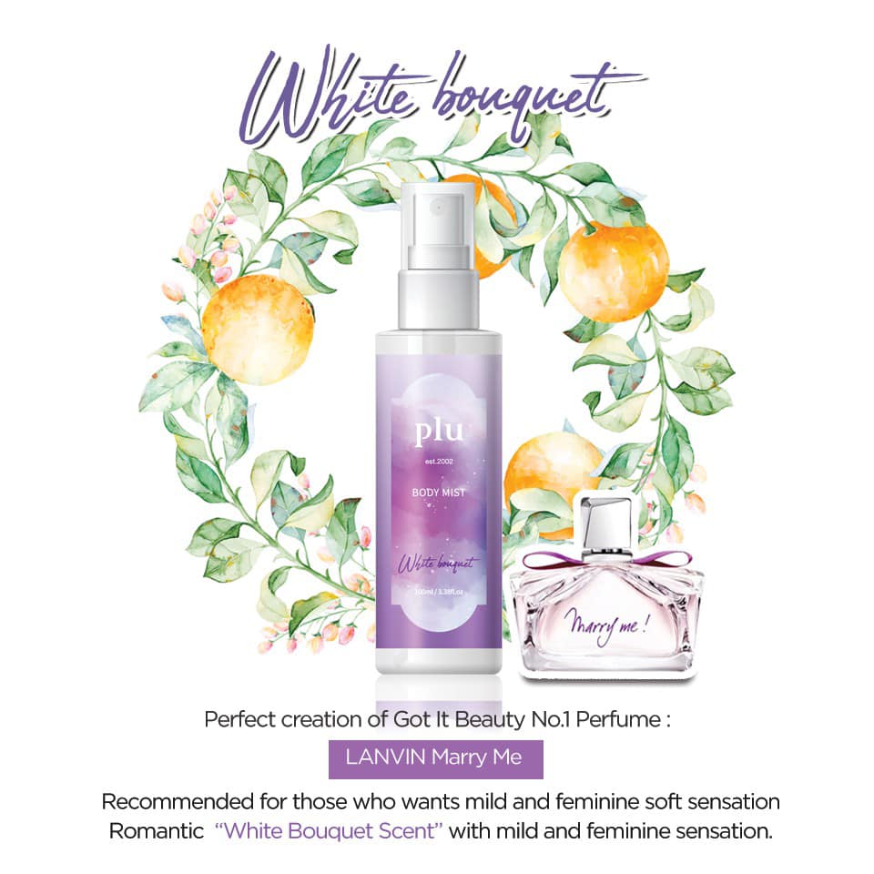 （每月優惠）🇰🇷韓國｜集神還原大牌香氣、保濕、鎮靜於一身｜PLU 香水身體噴霧 (新鮮花香/白花花香/果味花香) (100ml) PLU Hyaluronic Floral Perfume Body Mist (White Bouquet / Fresh Floral / Fruity Floral)