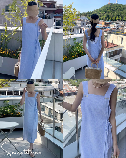 🇰🇷韓國｜豎紋圍裙風特色連身裙（2色入）
★ 產品編號🔎 SS-kb1b041901