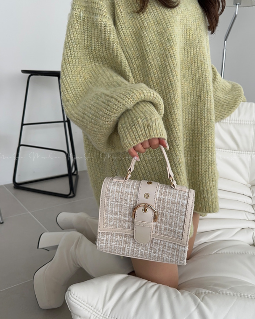 (🇬🇧UK) 🇯🇵 JAPAN ♥ 2Way Checkered x Leather Square Shoulder Bag 2Way格紋X皮革方形單肩包 🔎 ɪᴛᴇᴍ ɴᴏ.： SS-jgtr358aa