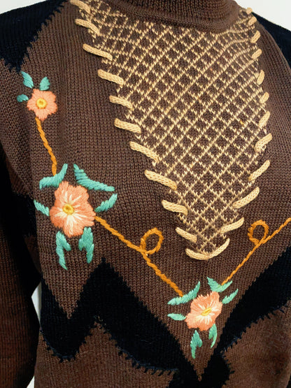 🇯🇵日本古著｜VintageClothes - 刺繡花花冷衫 sweater 🔎 ss-vin390