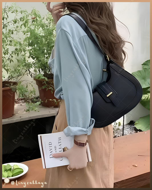 🇯🇵JAPAN ♥ 3-way Retro Leather Saddle Shoulder Bag 3-way 金屬扣環流線馬鞍腋下包 \不挑穿搭風格，最適合日常使用/