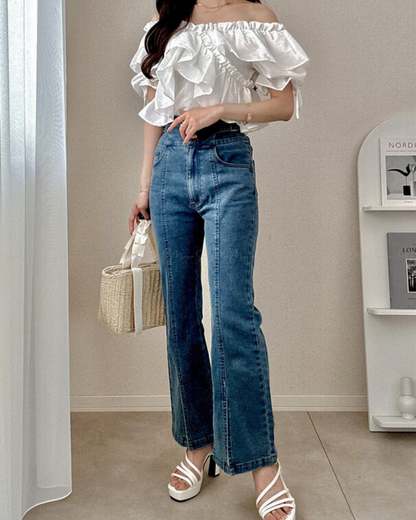 🇯🇵日本 2-Way雙向交叉荷葉邊襯衫上衣 ◇ Japan 2-Way Cross Frill Blouse 🔎 ɪᴛᴇᴍ ɴᴏ：SS-jgpm7140