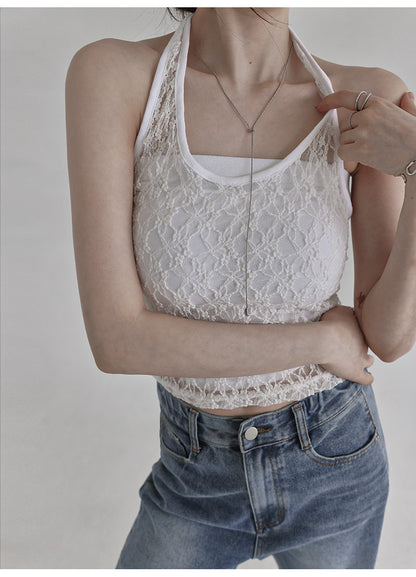 🇰🇷KOREA ♥ Lace halter top 蕾絲掛頸背心 ks98235361
