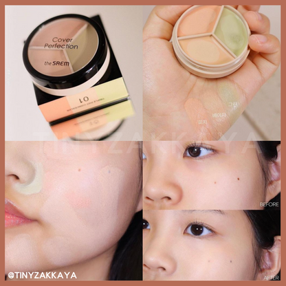 🇰🇷Korea｜Olive Young's best-selling concealer!｜THE SAEM Perfect 3 in 1 3-color concealer 01&amp;02
 The SAEM Cover Perfection Triple Pot Concealer