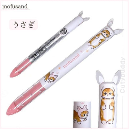 🇯🇵Japanese MOFUSAND 2-color ball pen (7 styles) Mofusand Two Color Mimi Pen モフサンドミミペン2-color ボールペン