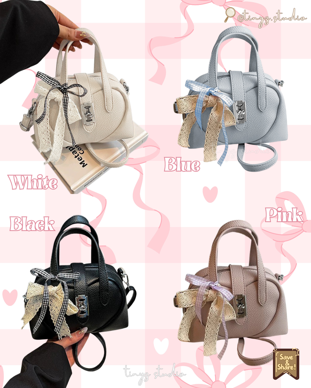 🇯🇵JAPAN ♥ Mini bag with a heart design and a ribbon 心心緞帶蝴蝶結可愛2way袋 ɪᴛᴇᴍ ɴᴏ.：jgat2549