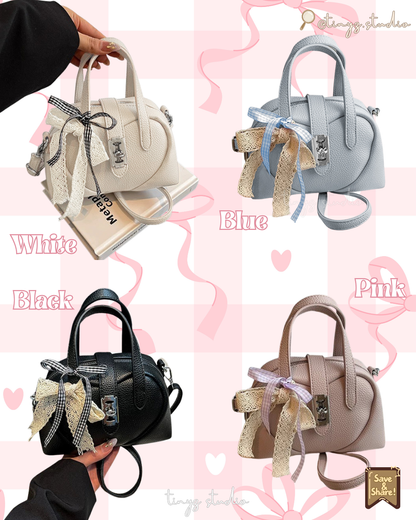 🇯🇵JAPAN ♥ Mini bag with a heart design and a ribbon 心心緞帶蝴蝶結可愛2way袋 ɪᴛᴇᴍ ɴᴏ.：jgat2549