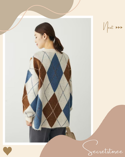 🇯🇵Japan｜Versatile Diamond Knit Cardigan★ SS-6A33L2D0900
