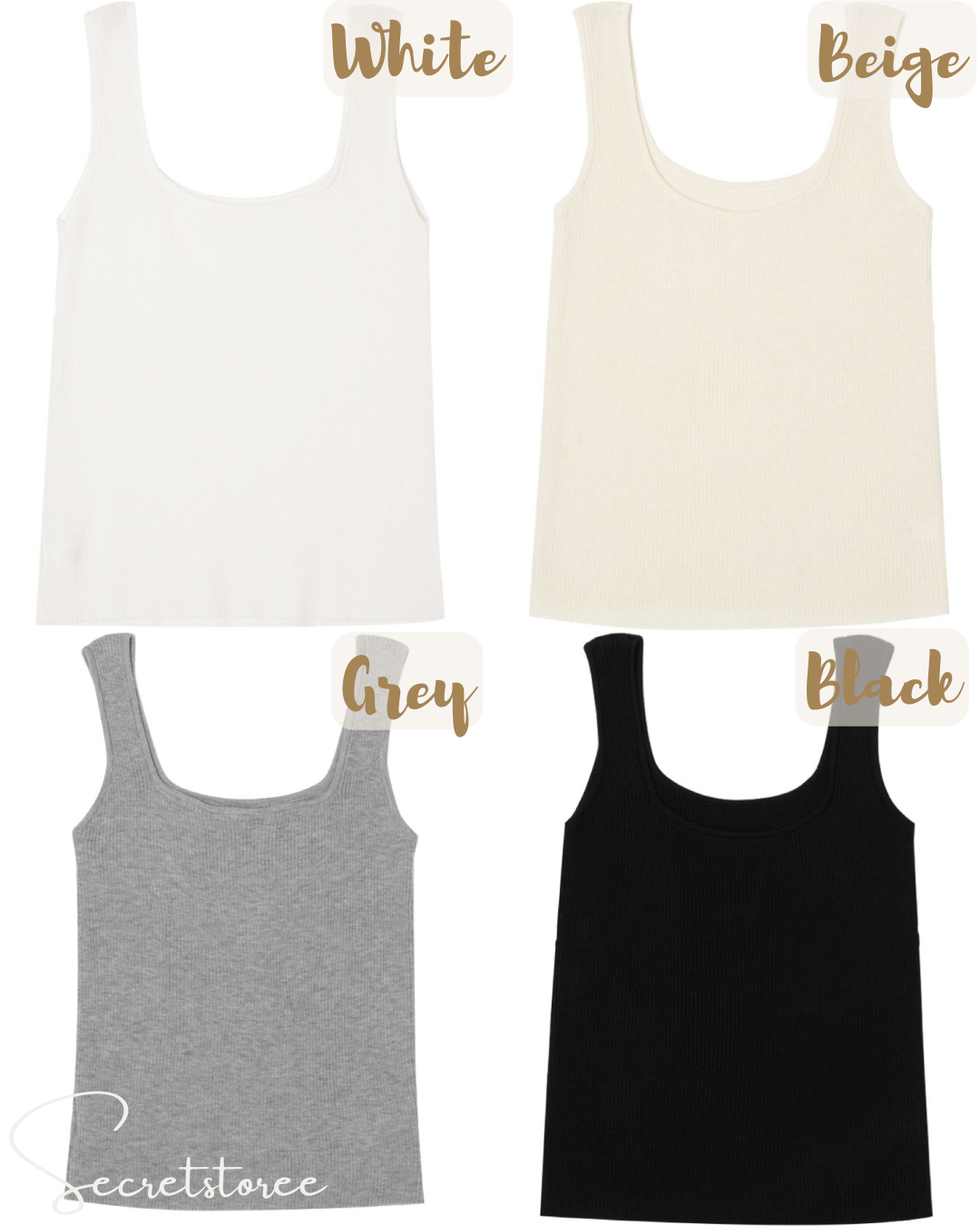 🇰🇷韓國｜百搭素色彈力顯瘦顯胸背心（4色入）
★ 產品編號🔎 SS-ks4fb27800