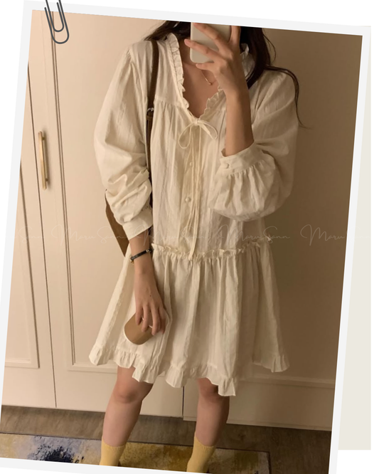 🇰🇷KOREA 
♥ 仙女感滿滿棉麻連身裙（2色入） SS-KSS99182518