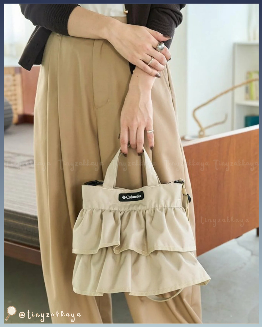 🇯🇵JAPAN ♥ Columbia × FREAK'S STORE New Woolley Cove Shoulder Tote 2WAY輕量 雙層荷葉邊小巧斜挎袋