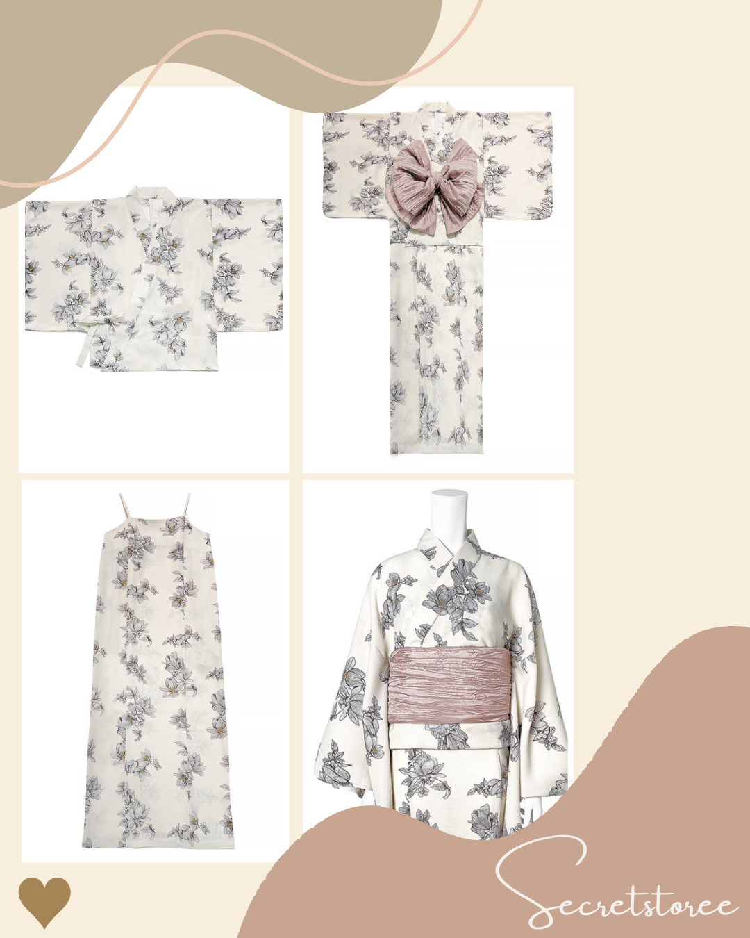 🇯🇵日本｜萬用2way 花卉圖案3件套浴衣 連身裙
★ 產品編號🔎 SS-ggi1405