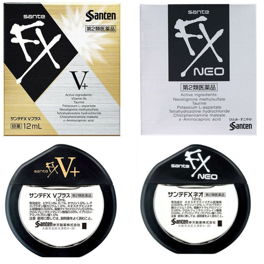 🇯🇵日本｜添加維他命B6保養眼部，抑制血絲 ｜SANTEN 參天 FX NEO  FX V+ 清涼輔助眼藥水 清涼度5級（金色銀色）12ml Santen Sante FX eye drop サンテFXネオ