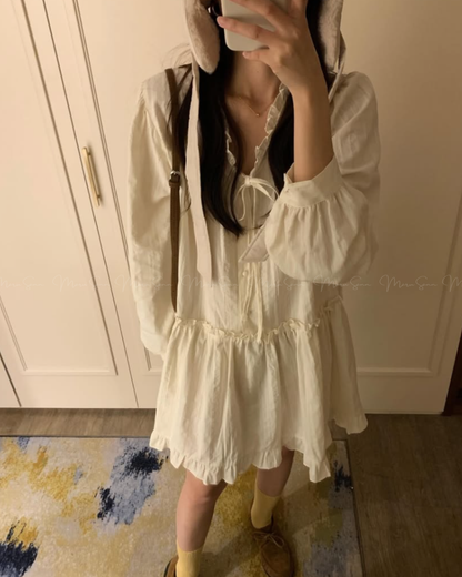 🇰🇷KOREA 
♥ 仙女感滿滿棉麻連身裙（2色入） SS-KSS99182518