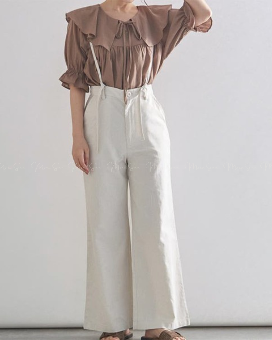 (現貨)🇯🇵日本 棉麻吊帶後綁帶闊腿褲 ◇ Japan Cotton and linen suspenders with back ties and wide-leg pants 🔎 ɪᴛᴇᴍ ɴᴏ：SS-jsr2175557