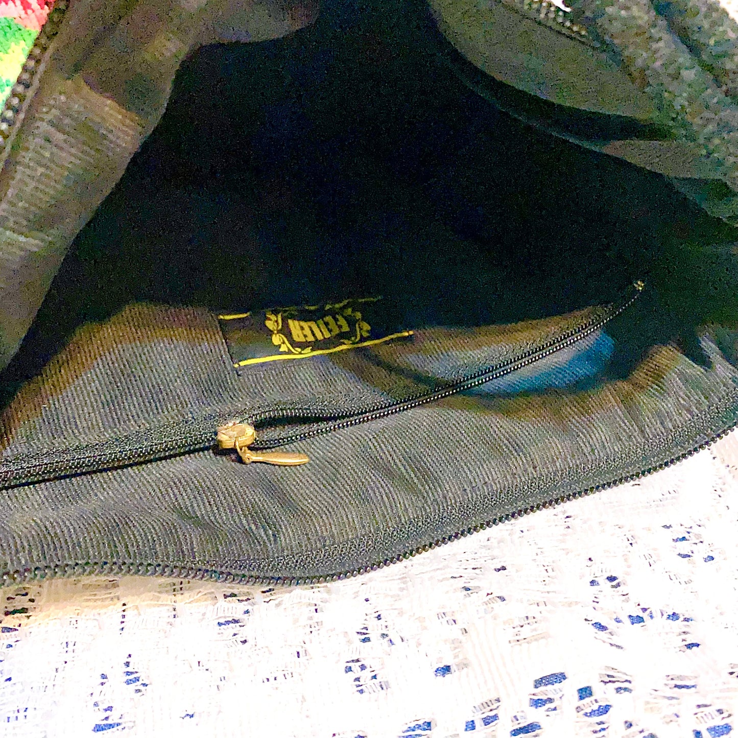🇯🇵日本古著｜Vintage Bags - Feiler 黑底花花袋
🔎 ss-vin437