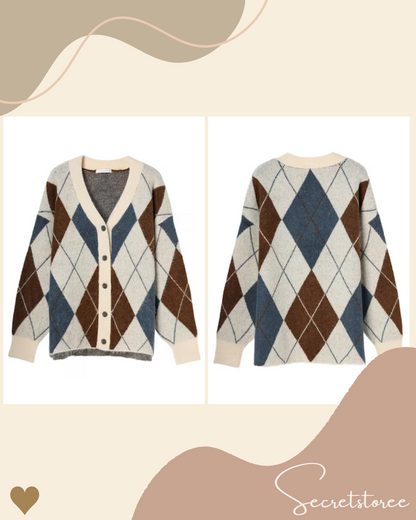 🇯🇵Japan｜Versatile Diamond Knit Cardigan★ SS-6A33L2D0900