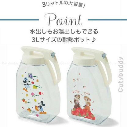 🇯🇵Japan Disney 3.0L Cold Water Bottle Seamless Pitcher Hot Water Safe Heat-resistant vertical and horizontal dual-use cold water pitcher 3.0L 