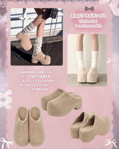 🇯🇵 JAPAN ♥ Thick-soled boa clog sandals ♥ 厚底波阿木屐涼鞋  🔎 ɪᴛᴇᴍ ɴᴏ.： SS-jgzr12620