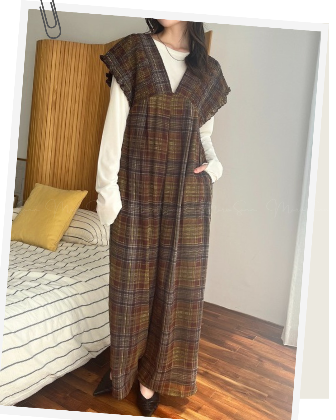 (UK🇬🇧)🇯🇵 JAPAN ♥ Rejoule Checkered Shirred Overalls ♥ Rejoule 格紋褶皺連身褲  🔎 ɪᴛᴇᴍ ɴᴏ：SS-JSR256510440