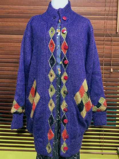 🇯🇵日本古著｜閃金邊寶石形圖案長外套
🔎 ss-vin004