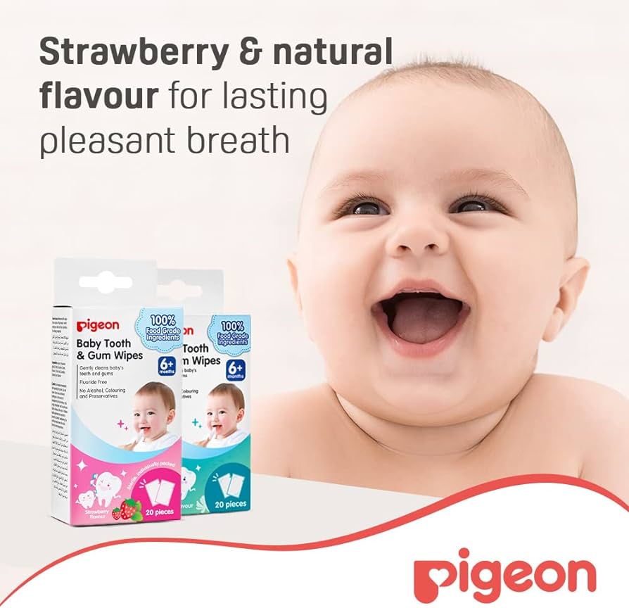 🇯🇵日本 貝親 PIGEON 草莓/潔牙濕巾42入 Baby Dental Cleaning Cotton mouth tooth cleaning 42 pieces (strawberry flavor) ピジョン 親子で乳歯ケア 歯みがきナップ 個包装 ほんのりいちご味 42包入