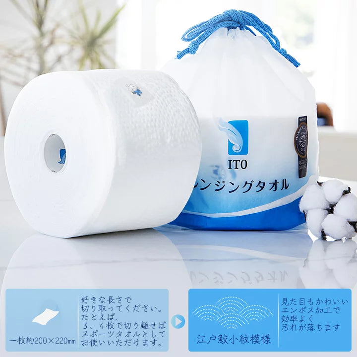 🇯🇵日本 純棉珍珠紋卷裝一次性柔軟潔面巾(80片) ITO Cleansing Towel クレンジングタオル｜安全衛生，面部嬌嫩肌膚｜