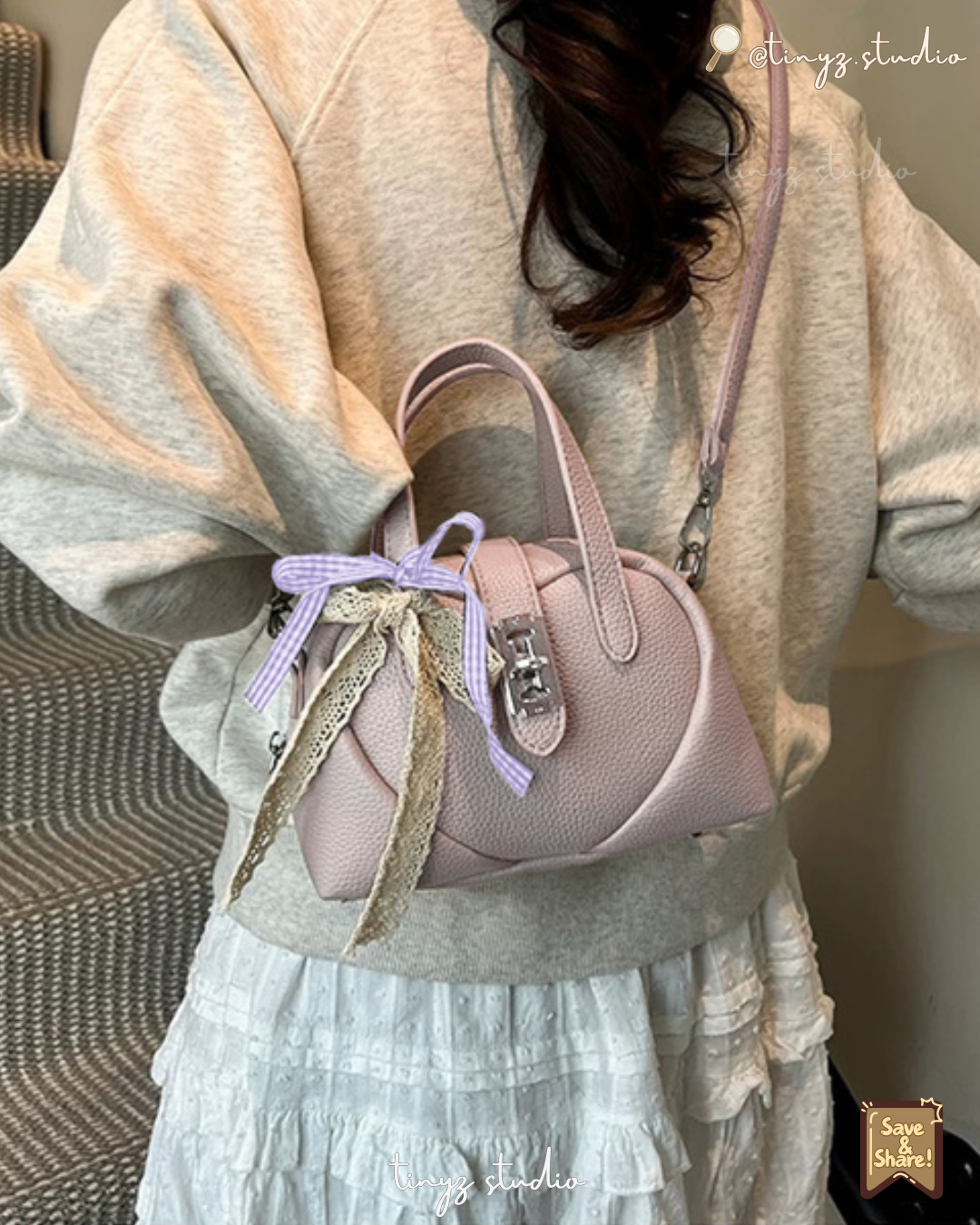 🇯🇵JAPAN ♥ Mini bag with a heart design and a ribbon 心心緞帶蝴蝶結可愛2way袋 ɪᴛᴇᴍ ɴᴏ.：jgat2549