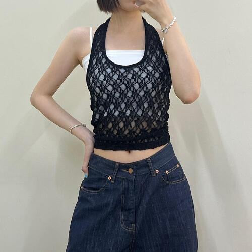 🇰🇷KOREA ♥ Lace halter top 蕾絲掛頸背心 ks98235361