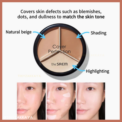 🇰🇷Korea｜Olive Young's best-selling concealer!｜THE SAEM Perfect 3 in 1 3-color concealer 01&amp;02
 The SAEM Cover Perfection Triple Pot Concealer