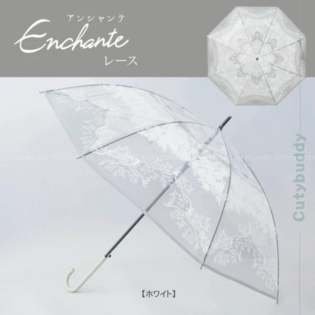 🇯🇵日本 Enchanté 時尚蕾絲圖案長傘 Lace pattern fabric umbrella