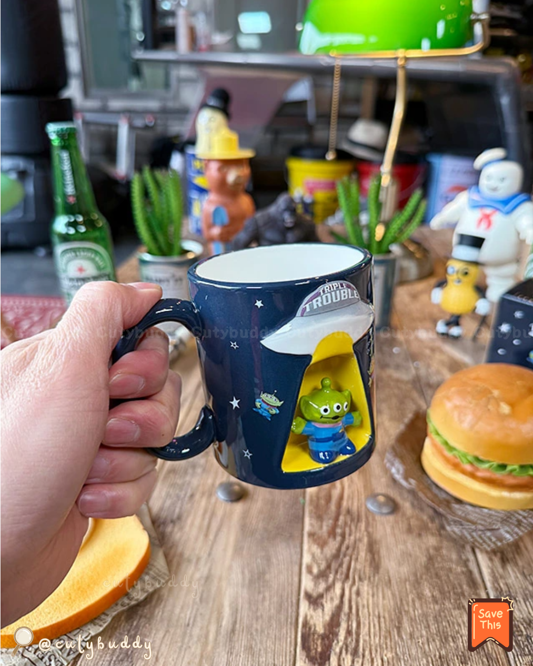 🇯🇵日本 ♡ DISNEY Alien 3D Spaceship Ceramic Mug 迪士尼三眼仔太空船杯 ディズニー エイリアン UFOマグ