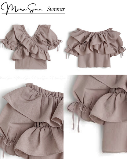 🇯🇵日本 2-Way雙向交叉荷葉邊襯衫上衣 ◇ Japan 2-Way Cross Frill Blouse 🔎 ɪᴛᴇᴍ ɴᴏ：SS-jgpm7140