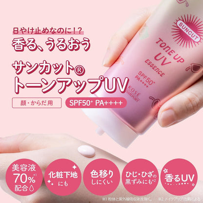 🇯🇵日本 KOSE 高絲防曬調色精華乳液[玫瑰粉色] SPF50+ PA++++ 80g KOSE Cosmeport SUNCUT Tone Up UV Essence Rose Pink  サンカットR トーンアップUV エッセンス  ローズピンク