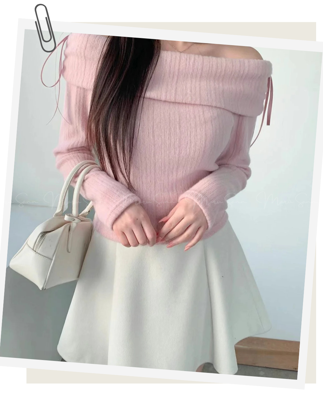 🇰🇷KOREA
♥ Festive christmassy ribbon top
派對約會造型 浪漫感蝴蝶結露肩加絨上衣

🔎 ɪᴛᴇᴍ ɴᴏ：SS-KSS97326804