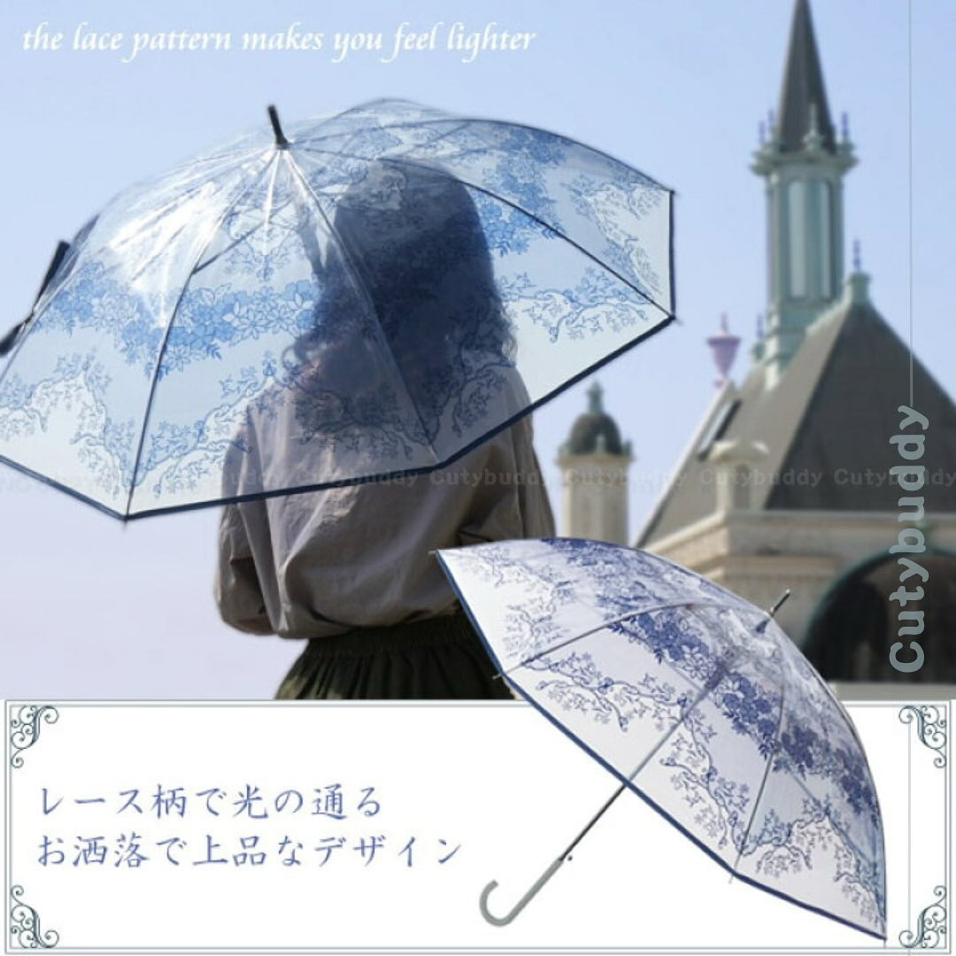 🇯🇵日本 Enchanté 時尚蕾絲圖案長傘 Lace pattern fabric umbrella