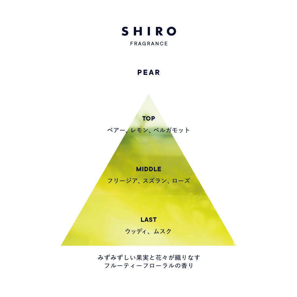 🇯🇵日本限定 SHIRO香水/柔順劑/室內擴香 pear perfume/ FABRIC SOFTENER/ Room Fragrance ペアー オードパルファン/ ファブリックソフナー/ フレグランスディフューザー