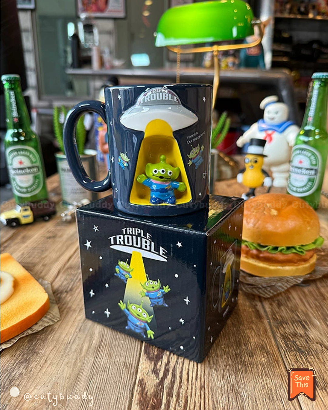 🇯🇵日本 ♡ DISNEY Alien 3D Spaceship Ceramic Mug 迪士尼三眼仔太空船杯 ディズニー エイリアン UFOマグ