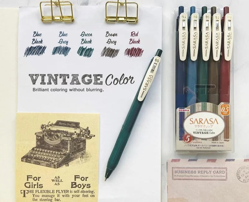 🇯🇵日本 SARASA 復古色筆 ZEBRA SARASA vintage CLIP Gel Ball Point Pen ゼブラ　サラサクリップ ヴィンテージ