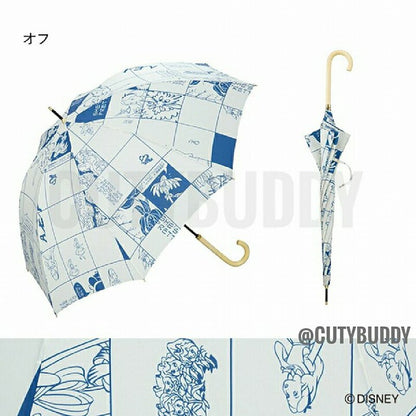 🇯🇵日本 DISNEY PDC x ALICE 愛麗絲夢遊仙境 漫畫風格 防UV長柄傘 UMBRELLA ディズニー キャラクター 晴雨兼用 UVカット  ふしぎの国のアリス 木製ハンドル カジュアル