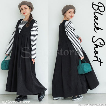 🇯🇵日本 小童燈芯絨 2way圓領V領套頭長連身裙（另有成人）親子裝 one piece