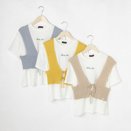 (現貨)🇯🇵日本 LOVE TOXIC 縷空綁帶背心＋刺繡字tee套裝