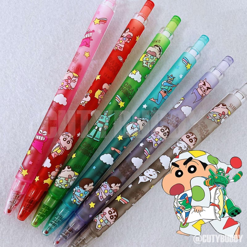 🇯🇵日本 蠟筆小新 睡衣派對 彩色按壓原子筆 SHINCHAN pajamas ball point penクレヨンしんちゃん　ノック式ゲルペン