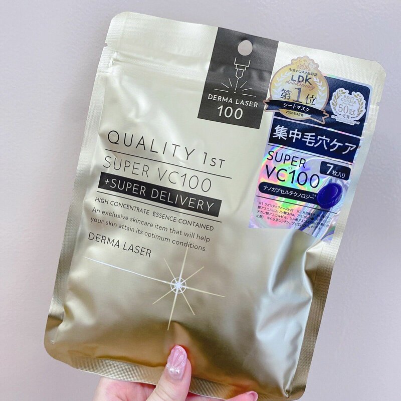 🇯🇵日本｜LDK第一名 保濕美白收毛孔｜QUALITY 1st 皇后的秘密 VC100面膜 QUALITY 1ST Super VC100 Derma Laser Mask クオリティファースト ダーマレーザー スーパーVC100 マスク(7枚入)