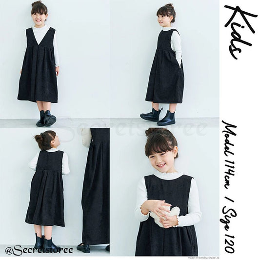 🇯🇵日本 小童燈芯絨 2way圓領V領套頭長連身裙（另有成人）親子裝 one piece